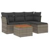 vidaXL Salon de jardin 5 pcs avec coussins gris r&eacute;sine tress&eacute;e