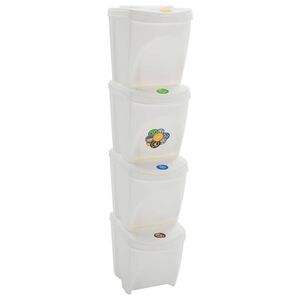 vidaXL Poubelles &agrave; ordures empilables 4 pcs Blanc 100 L Polypropyl&egrave;ne