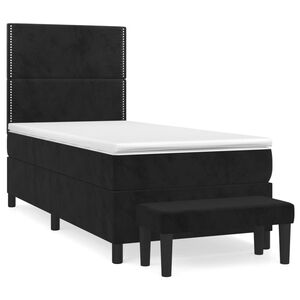 vidaXL Sommier &agrave; lattes de lit avec matelas Noir 90x200 cm Velours