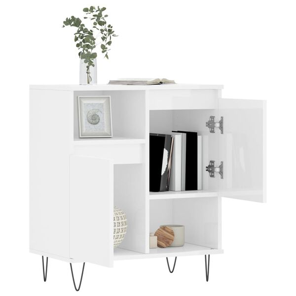 vidaXL Buffet Blanc brillant 60x35x70 cm Bois d'ing&eacute;nierie