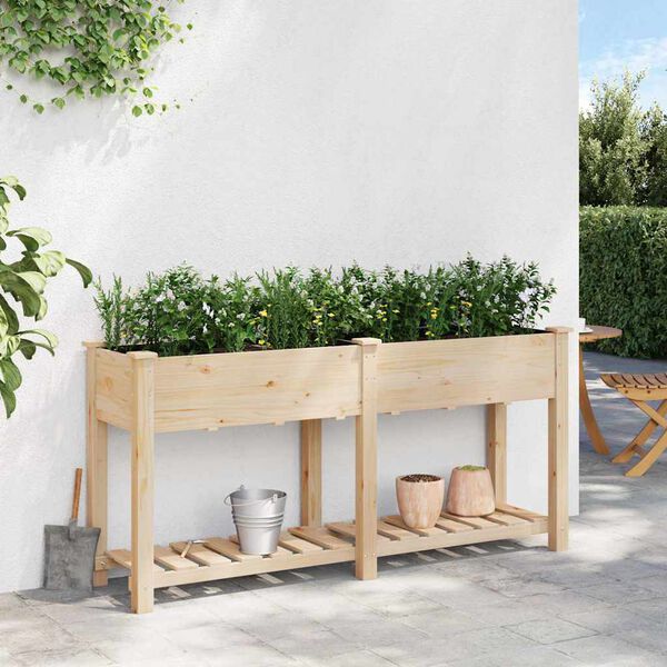 vidaXL Cache-pot de jardin avec &eacute;tag&egrave;re Beige 161 x 43 x 76,5 cm