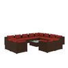 vidaXL Salon de jardin 13 pcs avec coussins Marron R&eacute;sine tress&eacute;e