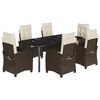vidaXL Ensemble &agrave; manger de jardin et coussins 7 pcs marron rotin