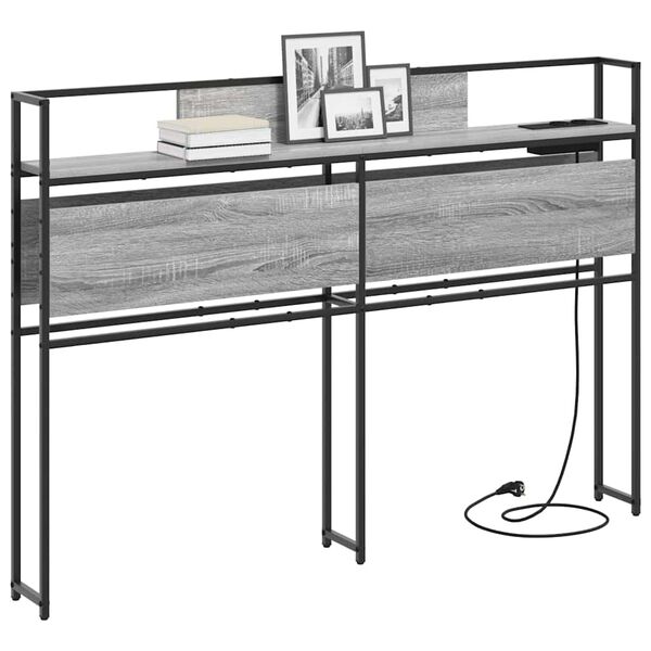 vidaXL T&ecirc;te de lit de rangement Sonoma gris 120 cm Bois d'ing&eacute;nierie