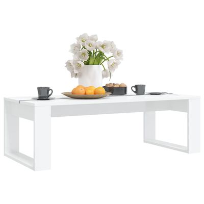 vidaXL Table basse Blanc brillant 110x50x35 cm Aggloméré