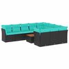 vidaXL Salon de jardin 11 pcs avec coussins noir r&eacute;sine tress&eacute;e