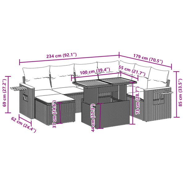 vidaXL Salon de jardin 8 pcs avec coussins gris r&eacute;sine tress&eacute;e