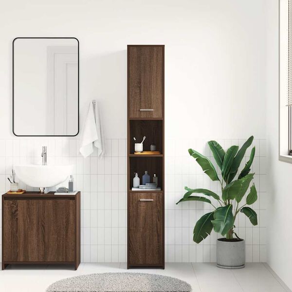 vidaXL Armoire de bain Ch&ecirc;ne marron 30x30x183,5 cm Bois d'ing&eacute;nierie