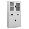 vidaXL Armoire de bureau Gris clair 90x40x180 cm Acier et verre tremp&eacute;