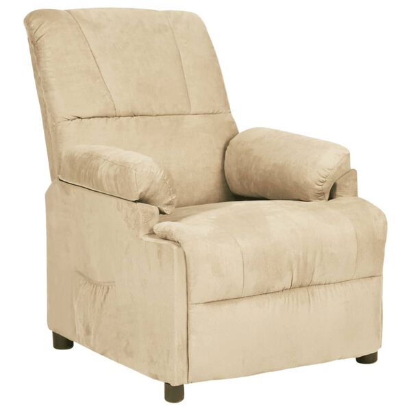 vidaXL Fauteuil inclinable cr&egrave;me tissu microfibre