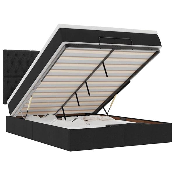 VidaXL Cadre de lit ottoman avec matelas noir 140x190 cm tissu