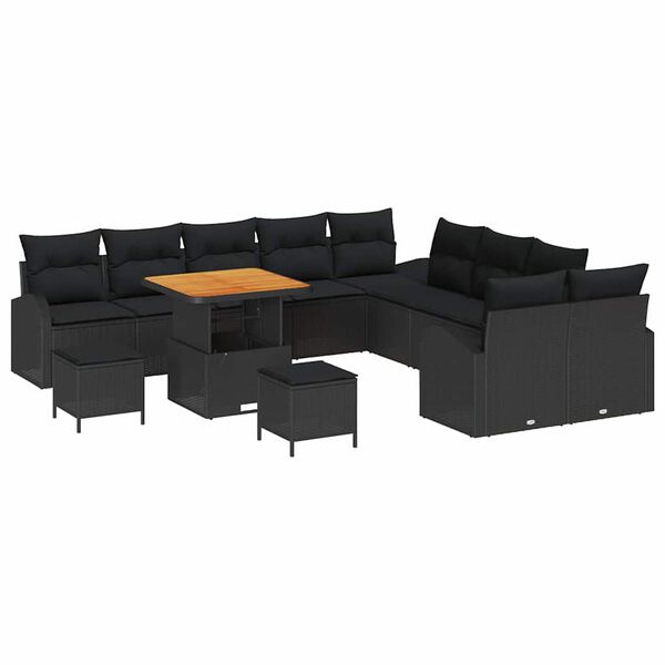 vidaXL Ensemble de canap&eacute; de jardin 13 pcs Noir Poly rotin
