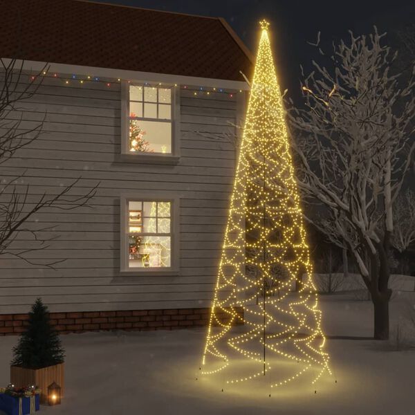 vidaXL Sapin de No&euml;l avec piquet Blanc chaud 3000 LED 800 cm