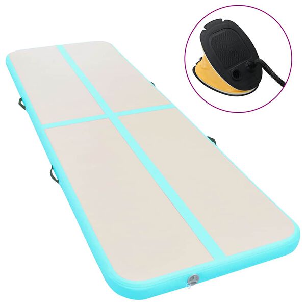 vidaXL Tapis gonflable de gymnastique avec pompe 500x100x10cm PVC Vert