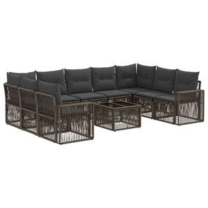 vidaXL Ensemble de canap&eacute; de jardin 10 pc Gris et Gris fonc&eacute; polyrotin