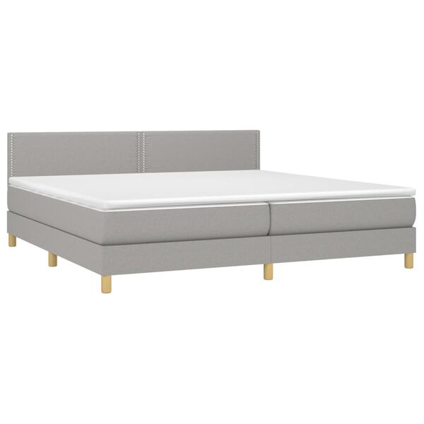 vidaXL Sommier &agrave; lattes de lit matelas LED Gris clair 200x200 cm Tissu