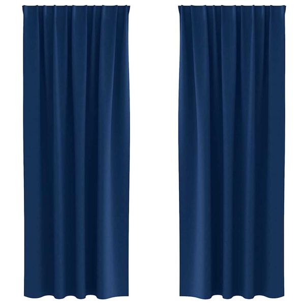 vidaXL Rideaux occultants avec anneaux 2 pcs Bleu fonc&eacute; 225 x 140 cm