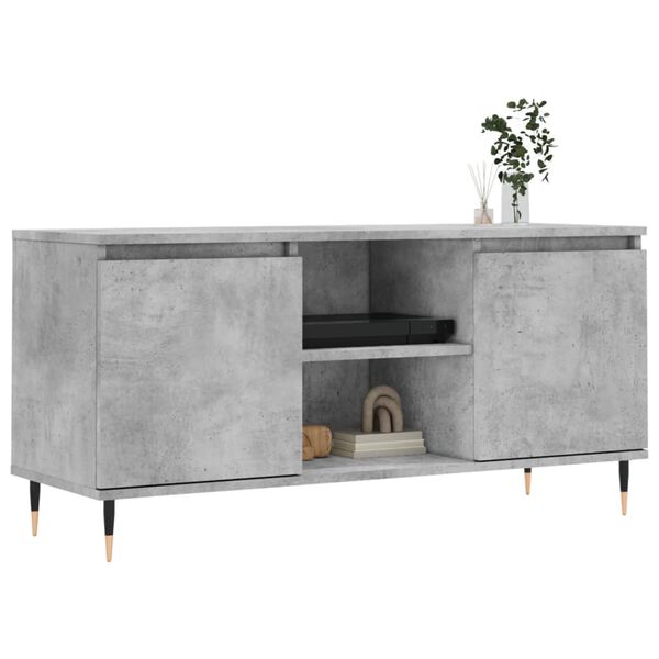 vidaXL Meuble TV gris béton 104x35x50 cm bois d'ingénierie