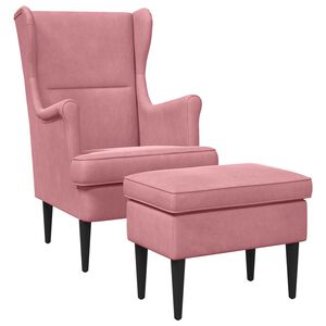 vidaXL Fauteuil avec pouf 2 pc Rose Velours