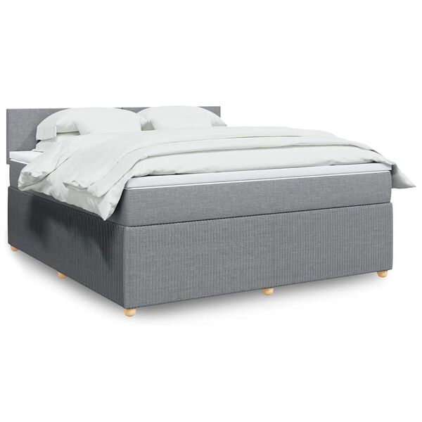 vidaXL Sommier &agrave; lattes de lit avec matelas Gris clair 180x200cm Tissu