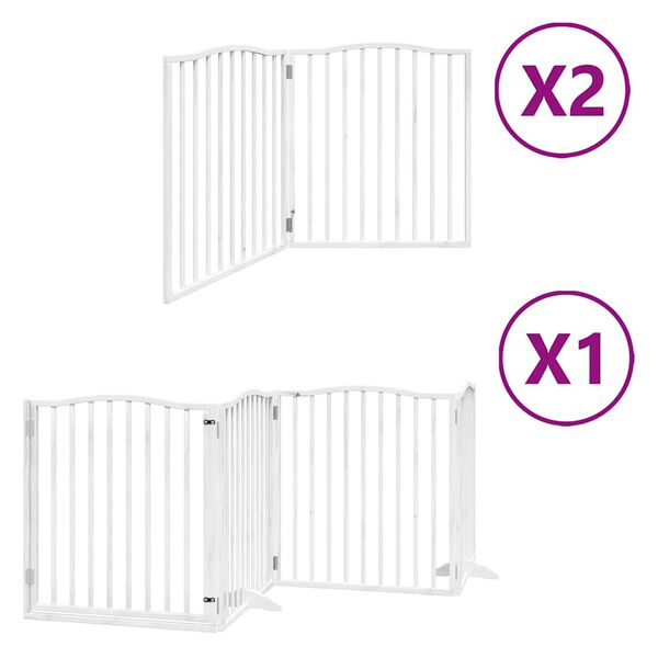 vidaXL Barri&egrave;re pour chien porte pliable 8panneaux blanc bois peuplier