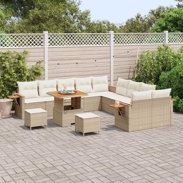 vidaXL Ensemble de canapé de jardin 17 pcs Beige et crème polyrotin