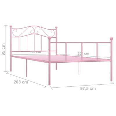 vidaXL Cadre de lit sans matelas rose métal 90x200 cm