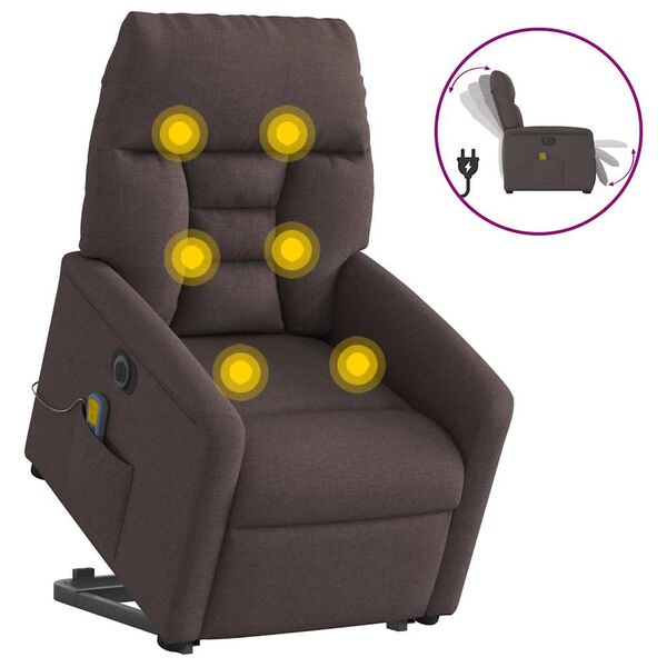 vidaXL Fauteuil inclinable de massage &eacute;lectrique Marron fonc&eacute; Tissu