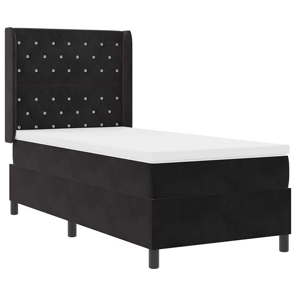 vidaXL Lit &agrave; ressorts avec matelas avec LED Noir 100 x 200 cm Velours
