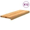 vidaXL Marches d'escalier 12 pcs marron clair 70x25x2 cm ch&ecirc;ne massif