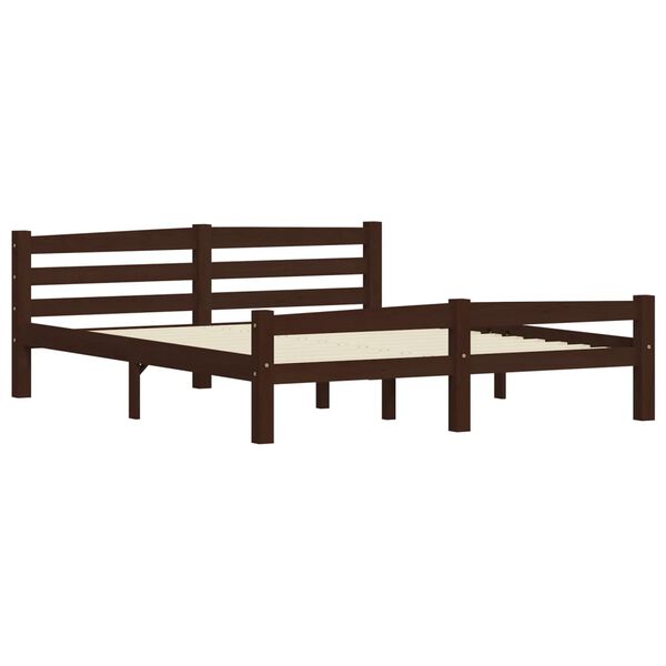 vidaXL Cadre de lit avec 4 tiroirs Marron fonc&eacute; Bois de pin 160x200 cm