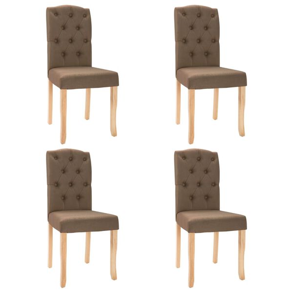vidaXL Chaises &agrave; manger lot de 4 marron tissu