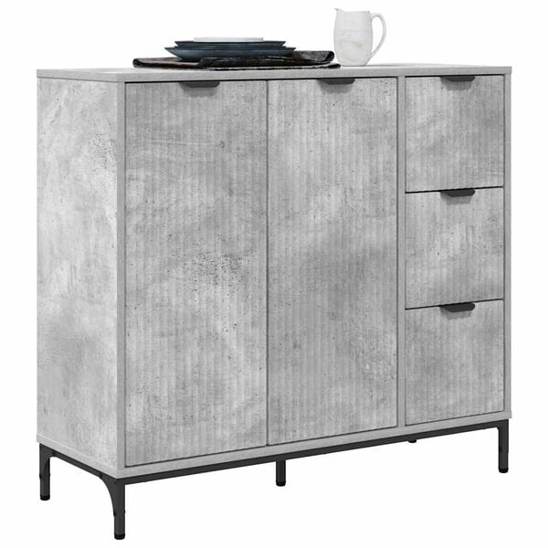 vidaXL Buffet Gris b&eacute;ton 89,5 x 33 x 82 cm Bois d'ing&eacute;nierie