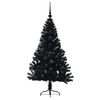 vidaXL Sapin de No&euml;l artificiel pr&eacute;-&eacute;clair&eacute; Noir 120 cm PVC