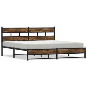 vidaXL Cadre de lit en m&eacute;tal sans matelas ch&ecirc;ne fum&eacute; 183x213 cm