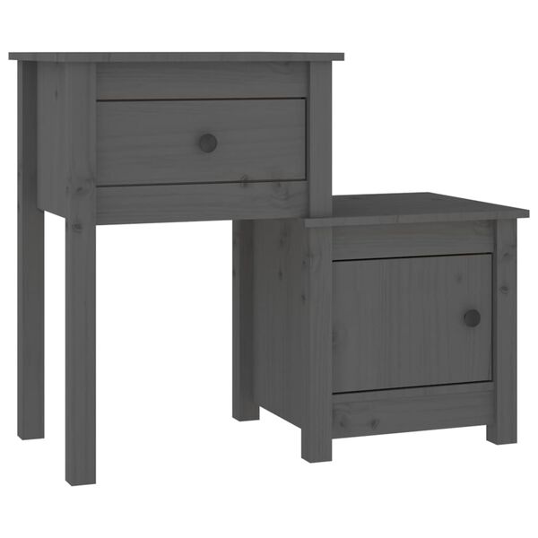 vidaXL Tables de chevet 2 pcs Gris 79,5x38x65,5 cm Bois de pin massif