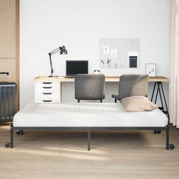 vidaXL Cadre de lit sans matelas pliable noir 90x200 cm acier