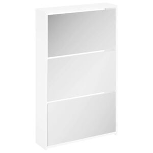 vidaXL Meuble &agrave; chaussures 3 &eacute;tag&egrave;res 63x17x102,5 cm Miroir Blanc