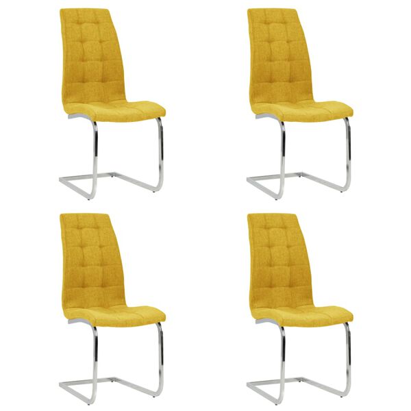vidaXL Chaises &agrave; manger cantilever lot de 4 jaune tissu