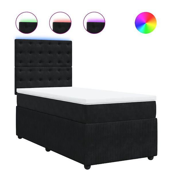 vidaXL Sommier &agrave; lattes de lit avec matelas Noir 100x200 cm Velours