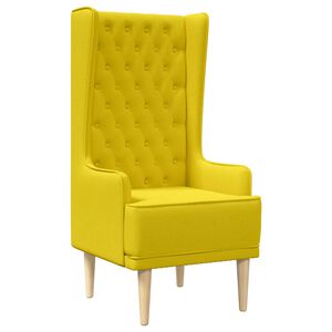 vidaXL Chaise &agrave; dossier haut avec boutons capitonn&eacute;s Jaune clair Tissu