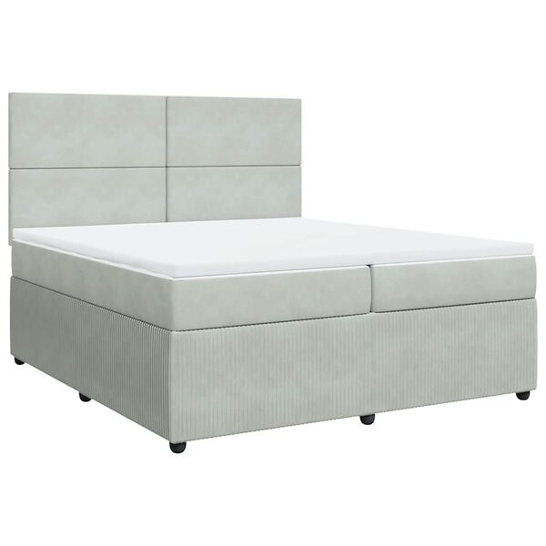 vidaXL Sommier &agrave; lattes de lit et matelas Gris clair 200x200cm Velours
