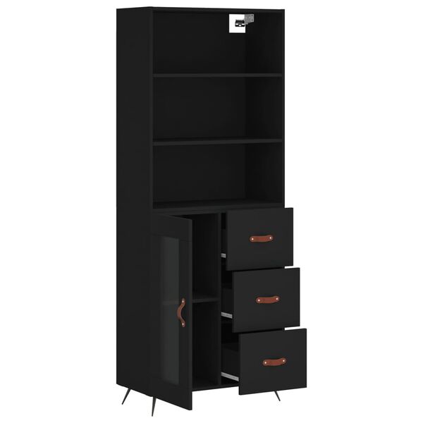 vidaXL Buffet haut Noir 69,5x34x180 cm Bois d'ing&eacute;nierie