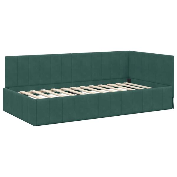 vidaXL Cadre de lit d'angle Vert foncé 90 cm x 190 cm Velours