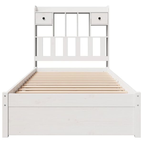 vidaXL Lit biblioth&egrave;que sans matelas blanc 90x200cm bois de pin massif