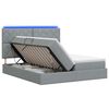 vidaXL Lit de rangement LED avec matelas Gris clair 200 x 200 cm Tissu
