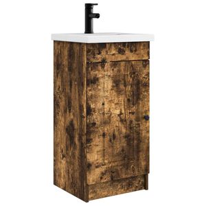 vidaXL Meuble de salle de bain avec &eacute;vier Ch&ecirc;ne fum&eacute; 42 x 40 x 84,5 cm