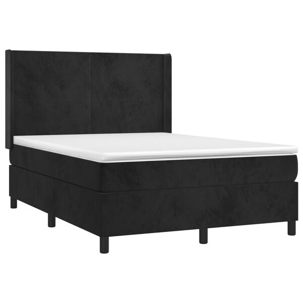 vidaXL Sommier &agrave; lattes de lit matelas et LED Noir 140x200 cm Velours