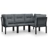 vidaXL Salon de jardin 4 pcs noir et gris r&eacute;sine tress&eacute;e