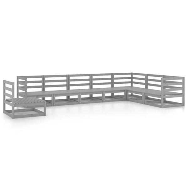 vidaXL Salon de jardin 8 pcs gris bois de pin massif